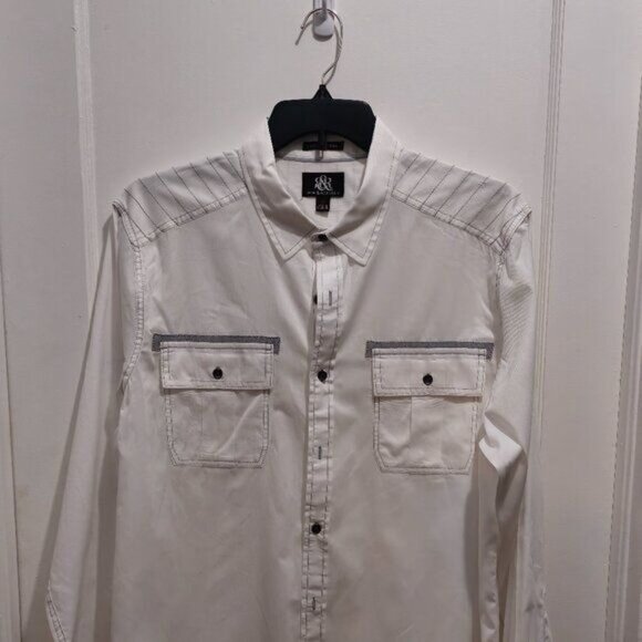 Rock & Republic Tops - Rock & Republic XL Women's Long Sleeve, Casual Buttoned Shirt - White and Black